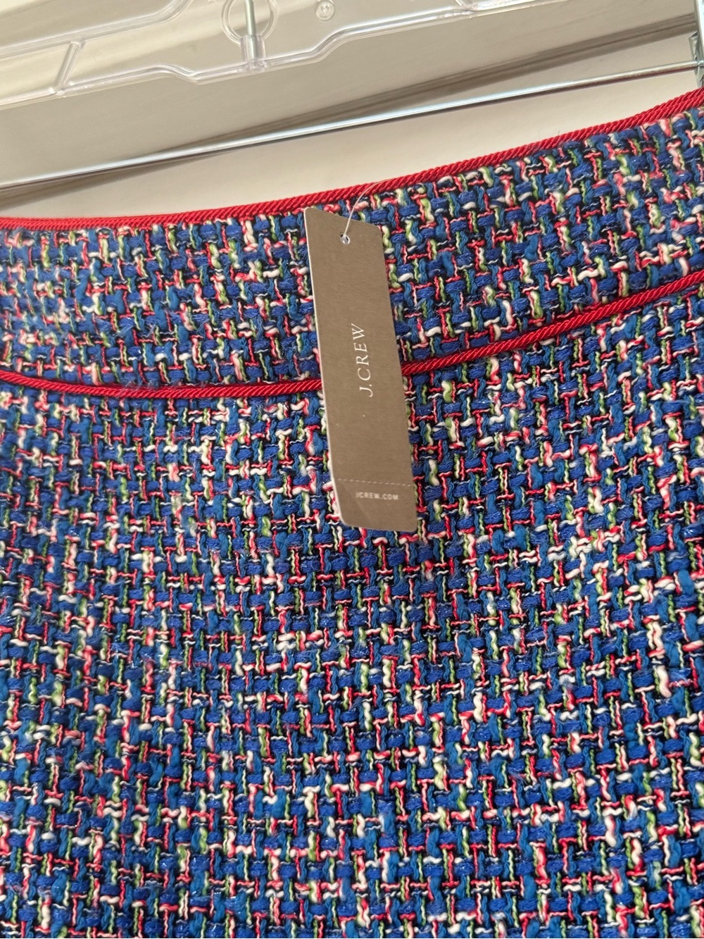 J. Crew Blue Tweed Pencil Skirt with Red Trim - Picture 5 of 7